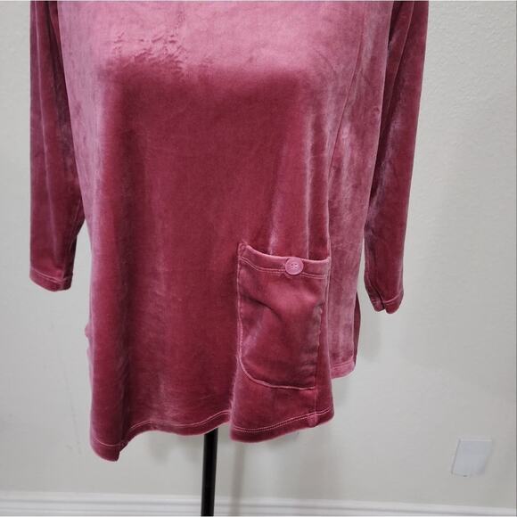 WESTBOUND PINK velvet  long sleeve shirt size‎ PM petite - Picture 4 of 5